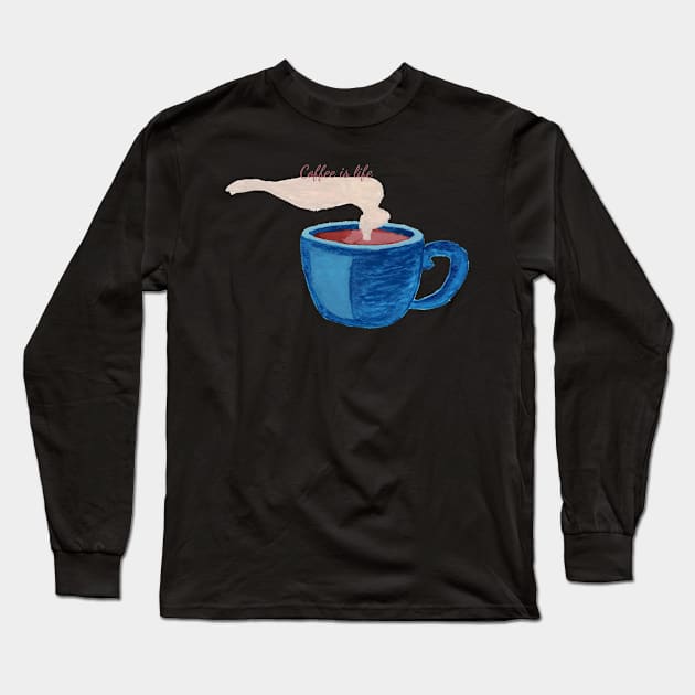 Cup of  Coffee watercolours Long Sleeve T-Shirt by Evgenija.S